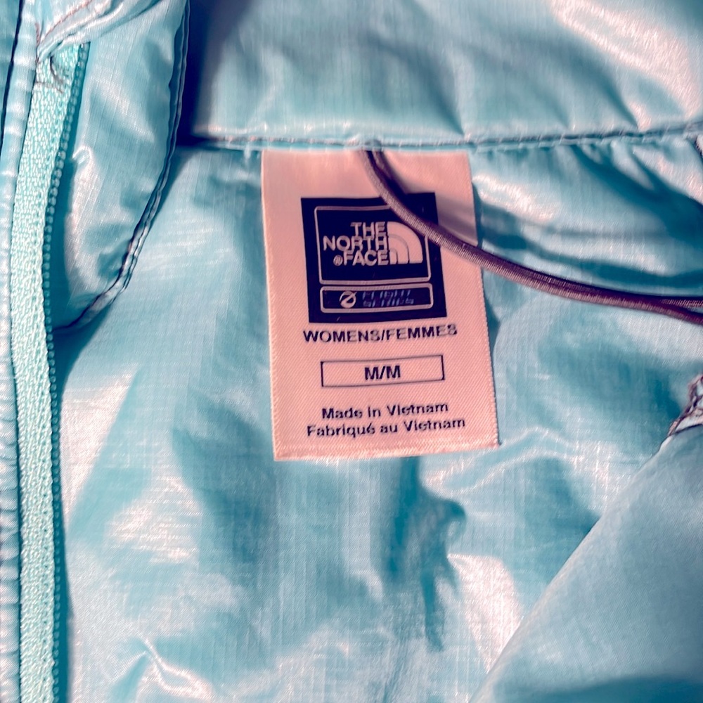 Gray turquoise north face jacket